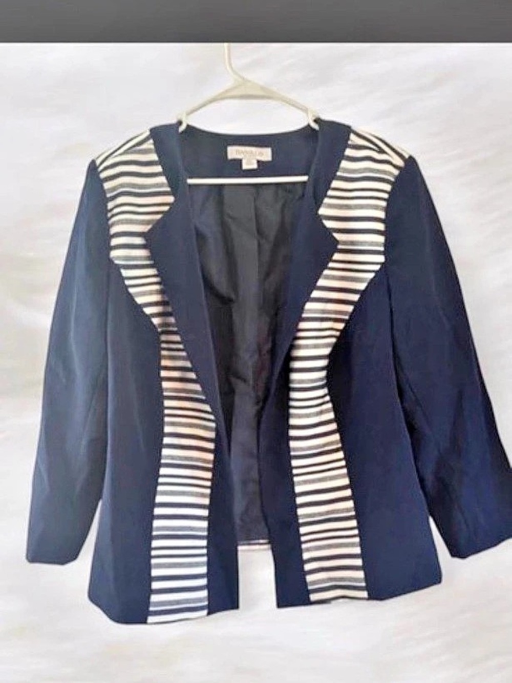 Danillo Woman Striped Blazer in Blue & White Size 16W